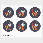 Sticker Rond Funny I Love Miniature Schnauzer I Heart Amoureux  (Feuille)