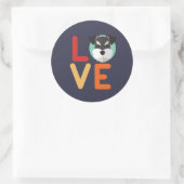 Sticker Rond Funny I Love Miniature Schnauzer I Heart Amoureux  (Sac)