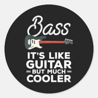Sticker Rond Funny Instrument Basse Guitare Un Lecteur Basse