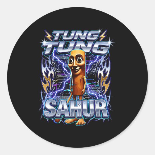 Sticker Rond Funny Italian Brainrot Tung Tung Tung Sahur  (Devant)