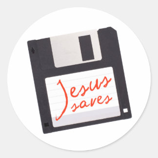 Sticker Rond Funny Jesus économise sur disquette