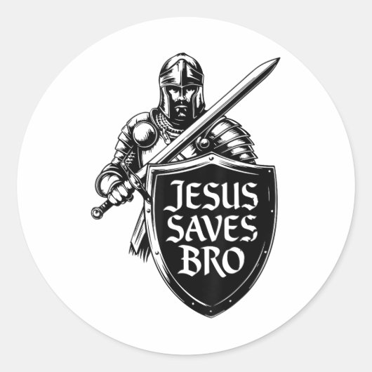 Sticker Rond Funny Jesus Saves Bro Christian Kids Jeune Ado Bo (Devant)