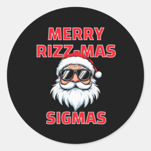 Sticker Rond Funny Joyeux Rizzmas Sigmas Enfants Ados École Chr