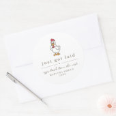 Sticker Rond Funny Just Got Laid Farm Coop Egg Carton Label (Enveloppe)