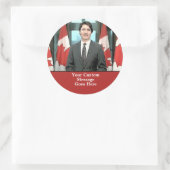 Sticker Rond Funny Justin Trudeau Message personnalisé Canada (Sac)