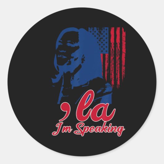 Sticker Rond Funny Kamala Harris Comma La Im Parler (Devant)