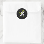 Sticker Rond Funny Karatesaurus T-rex Dinosaur Karate Samurai D (Sac)