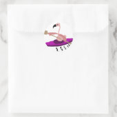 Sticker Rond Funny Kayaking Flamant rose (Sac)