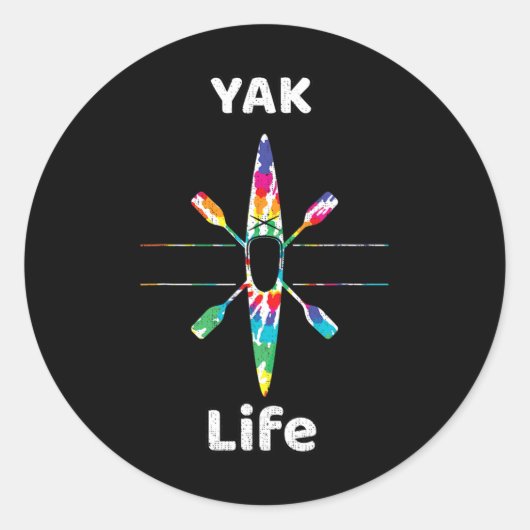 Sticker Rond Funny Kayaking Gift Yak Life Boating Kayak Paddle  (Devant)