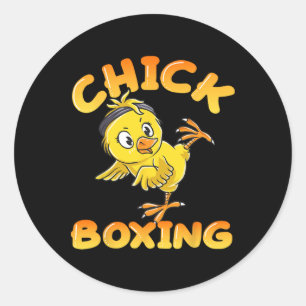Sticker Rond Funny Kickboxing Fighting Girl Cute Kick Boxing Ch