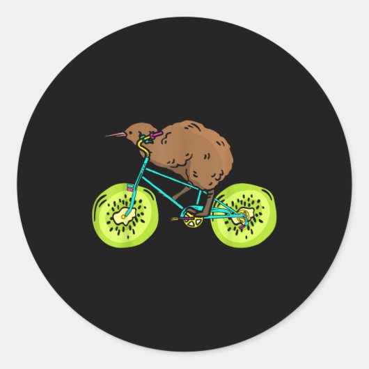 Sticker Rond Funny Kiwi Biker Cycling Gift New Zealand  (Devant)