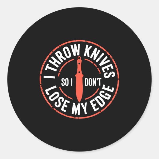 Sticker Rond Funny Knife Thrower I Throw Knives (Devant)