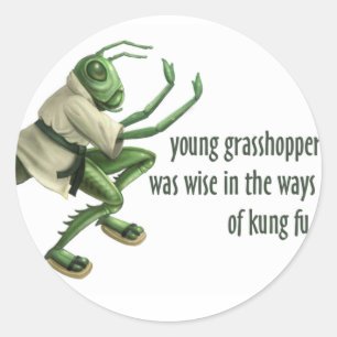 Sticker Rond Funny Kung Fu Grasshopper