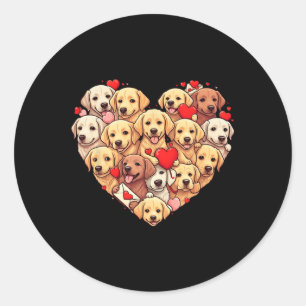 Sticker Rond Funny Labrador Retriever Heart Valentine Labrador