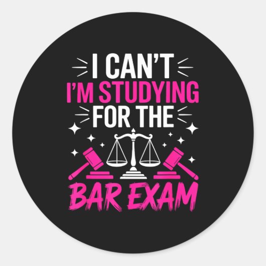Sticker Rond Funny Law School Student Gift - Can't Studying For (Devant)