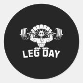 Sticker Rond Funny Leg Day Thanksgiving Turkey Deadlifting Dead (Devant)