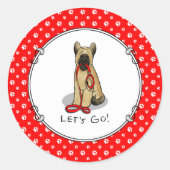 Sticker Rond Funny Let's Go! Walk Briard (cr tawny black 1) (Devant)