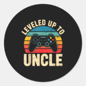 Sticker Rond Funny Leveled Up To Uncle Video Gamers Gaming Cute (Devant)