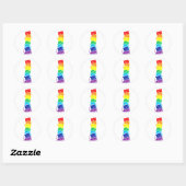 Sticker Rond Funny LGBT Cat Stack Rainbow Gay Pride (Feuille)