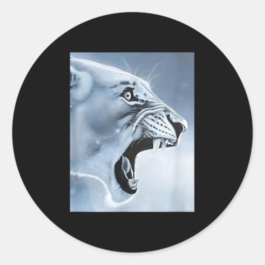 Sticker Rond Funny Lion Singe Mème Ragebait Mème Brainrot Gen (Devant)
