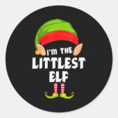 Sticker Rond Funny Littlest Elf Matching Family Group Pj Christ (Devant)