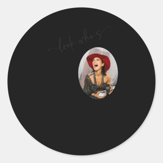 Sticker Rond Funny Look Whos 30 Stylish 30th Birthday (Devant)