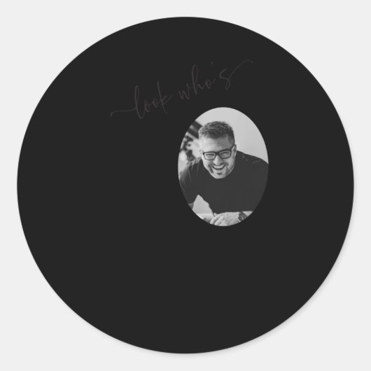 Sticker Rond Funny Look Whos 50 Stylish 50th Birthday  (Devant)