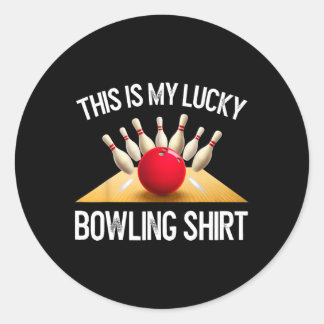 Sticker Rond Funny Lucky Bowling Team Vintage Retro Gift Tee