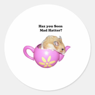 Sticker Rond Funny Mad Hatter Dormouse Alice au pays des mervei