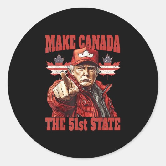 Sticker Rond Funny Make Canada 51e État (Devant)
