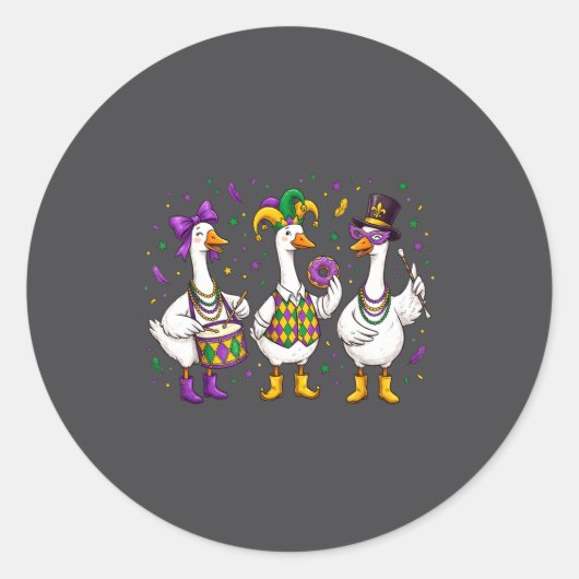 Sticker Rond Funny Mardi Gras Carnival Silly Goose Mask Louisia (Devant)