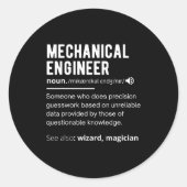 Sticker Rond Funny Mechanical Engineer Definition Engineering (Devant)