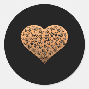 Sticker Rond Funny Mélanin Mains Coeur Africaine Pride Hist Noi