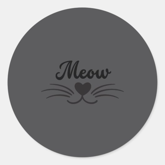 Sticker Rond Funny Meow Kitty Cat Mustache And Whisker  (Devant)