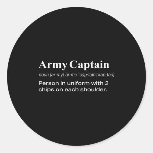 Sticker Rond Funny Military Army Captain Definition Gift (Devant)
