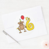 Sticker Rond Funny Monkey 6e anniversaire (Enveloppe)