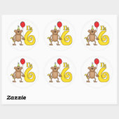 Sticker Rond Funny Monkey 6e anniversaire (Feuille)