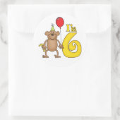 Sticker Rond Funny Monkey 6e anniversaire (Sac)