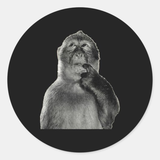 Sticker Rond Funny Monkey Meme With Retro Odore Humor Art Style (Devant)