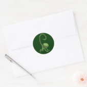 Sticker Rond Funny Monster de pastèque verte (Enveloppe)