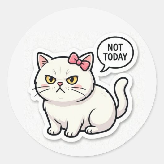 Sticker Rond  Funny Mood Cat Aesthet (Devant)