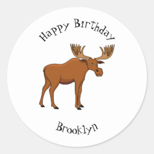 Sticker Rond Funny moose