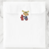 Sticker Rond Funny Moose en bleu choose backgror (Sac)