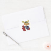 Sticker Rond Funny Moose en bleu choose backgror (Enveloppe)