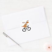 Sticker Rond Funny Moose équitation Vélo art original (Enveloppe)