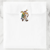Sticker Rond Funny Moose Hiker (Sac)