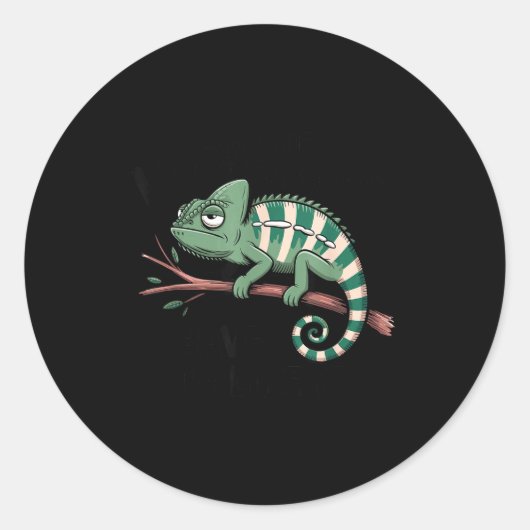 Sticker Rond Funny Morning Person Coffee Lover Chameleon  (Devant)