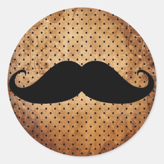 Sticker Rond Funny Moustache noire (Devant)