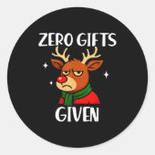 Sticker Rond Funny Mpy Reindeer Christmas Meme Zero Given (Devant)