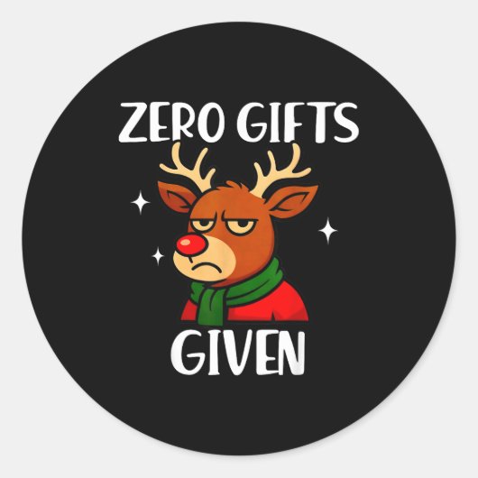 Sticker Rond Funny Mpy Reindeer Christmas Meme Zero Given (Devant)